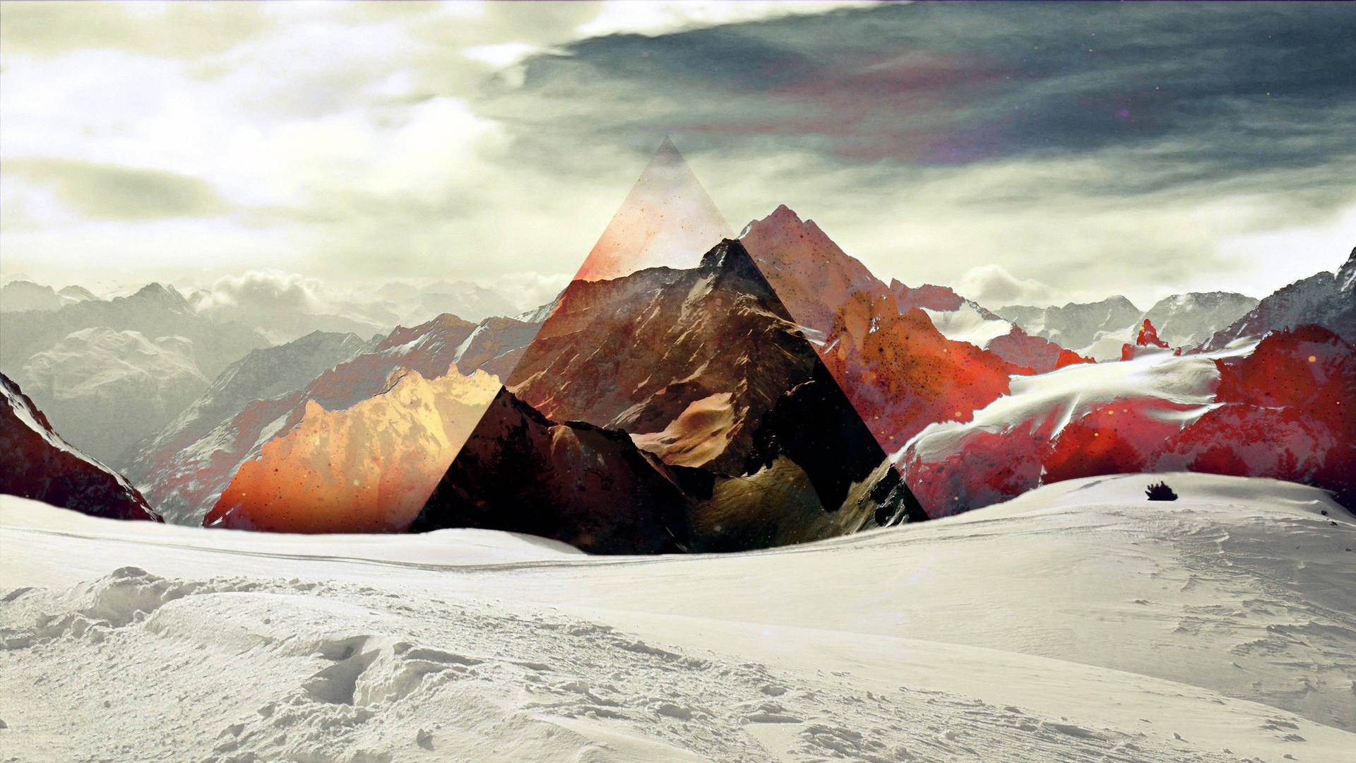 Snowy Mountains Polyscape Art Background