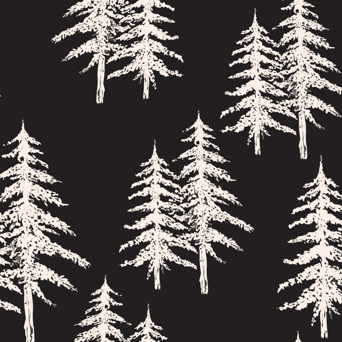 Snowy Pine Trees Pattern Background