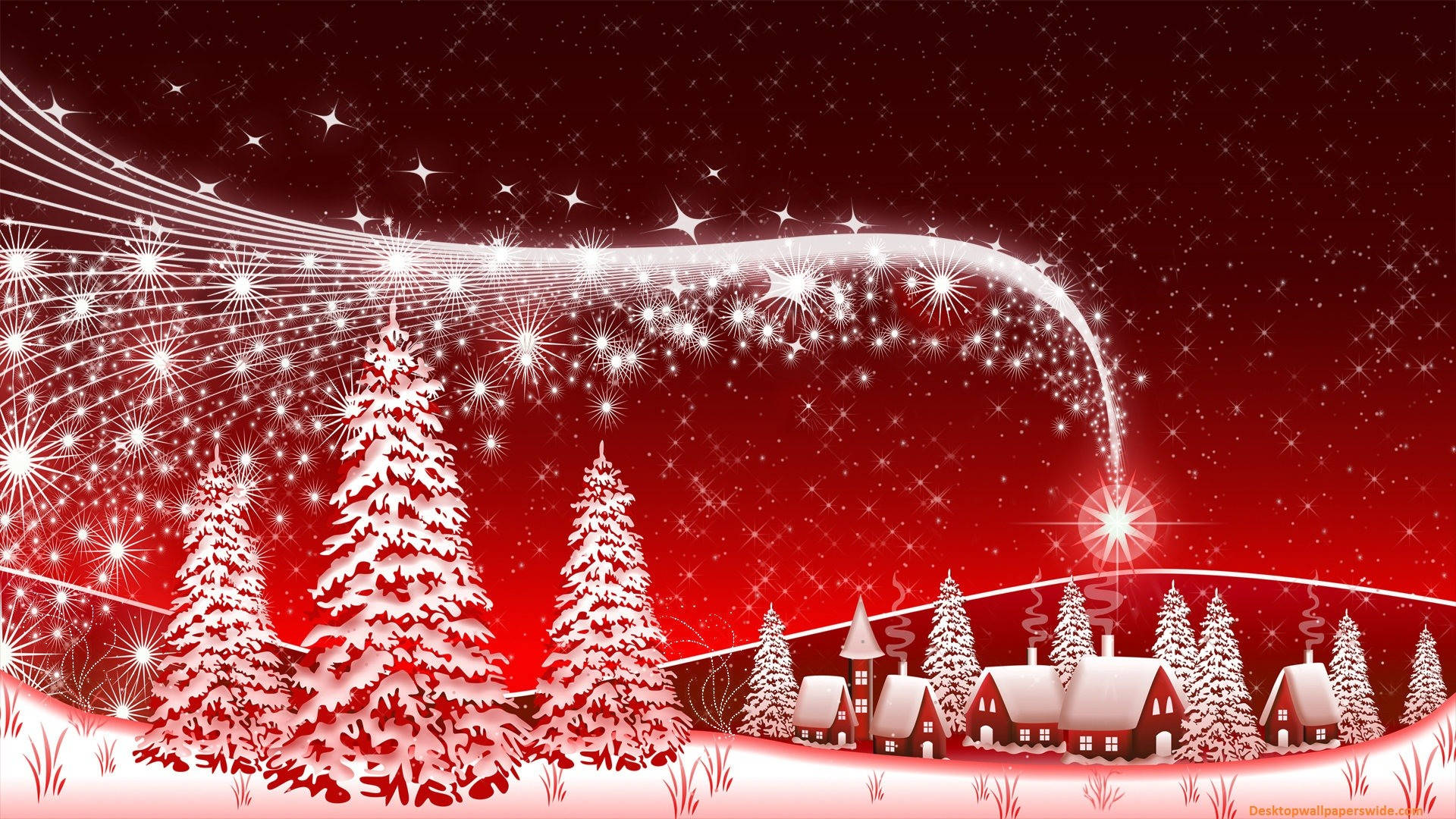 Snowy Red Merry Christmas Hd Background
