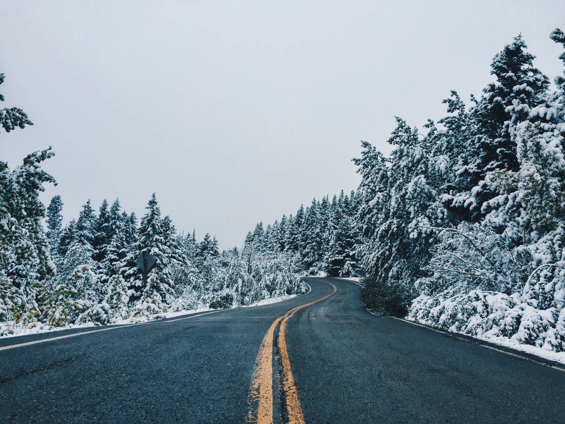 Snowy Road In Montana Iphone Background