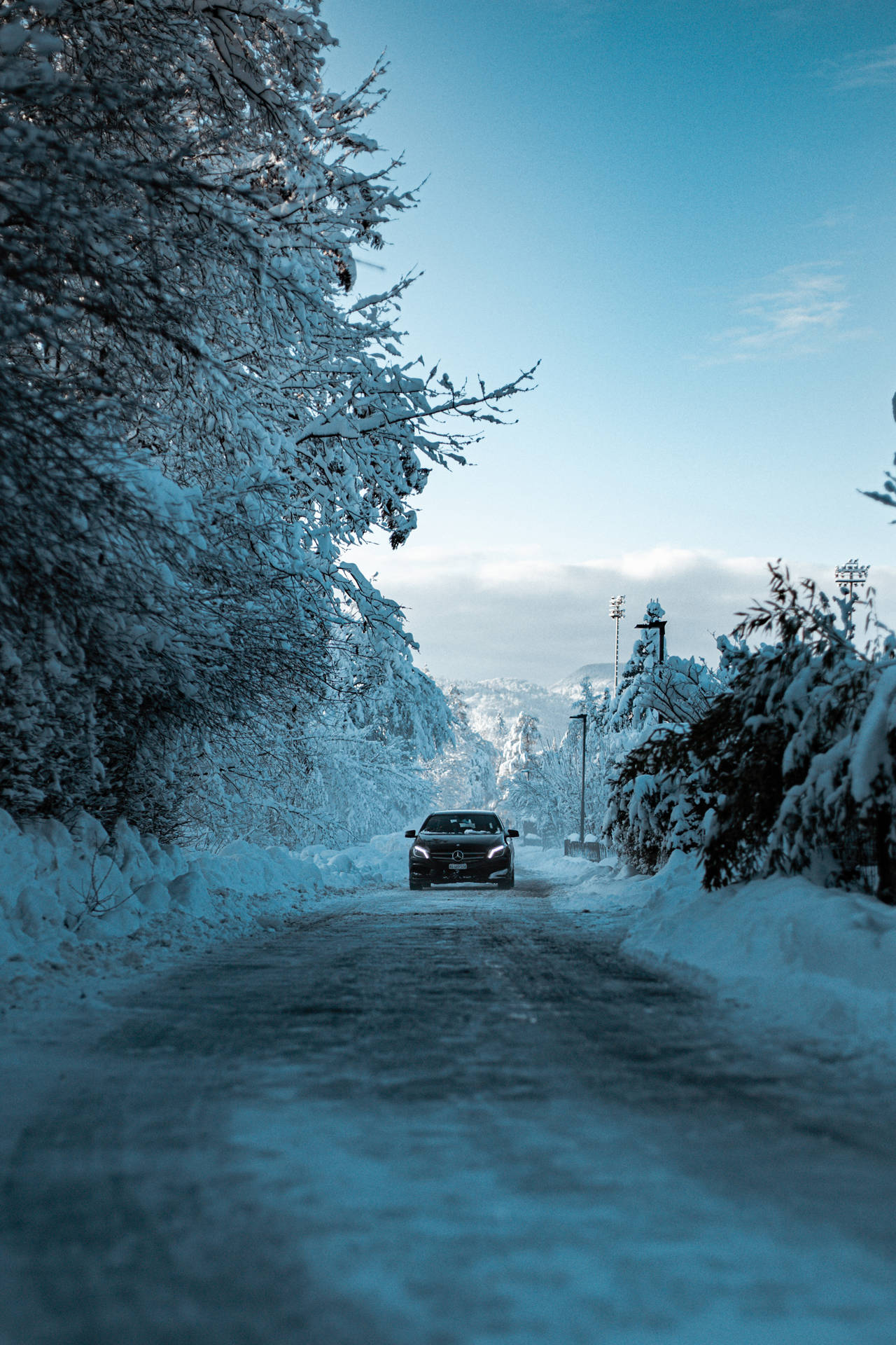 Snowy Road Picture Background