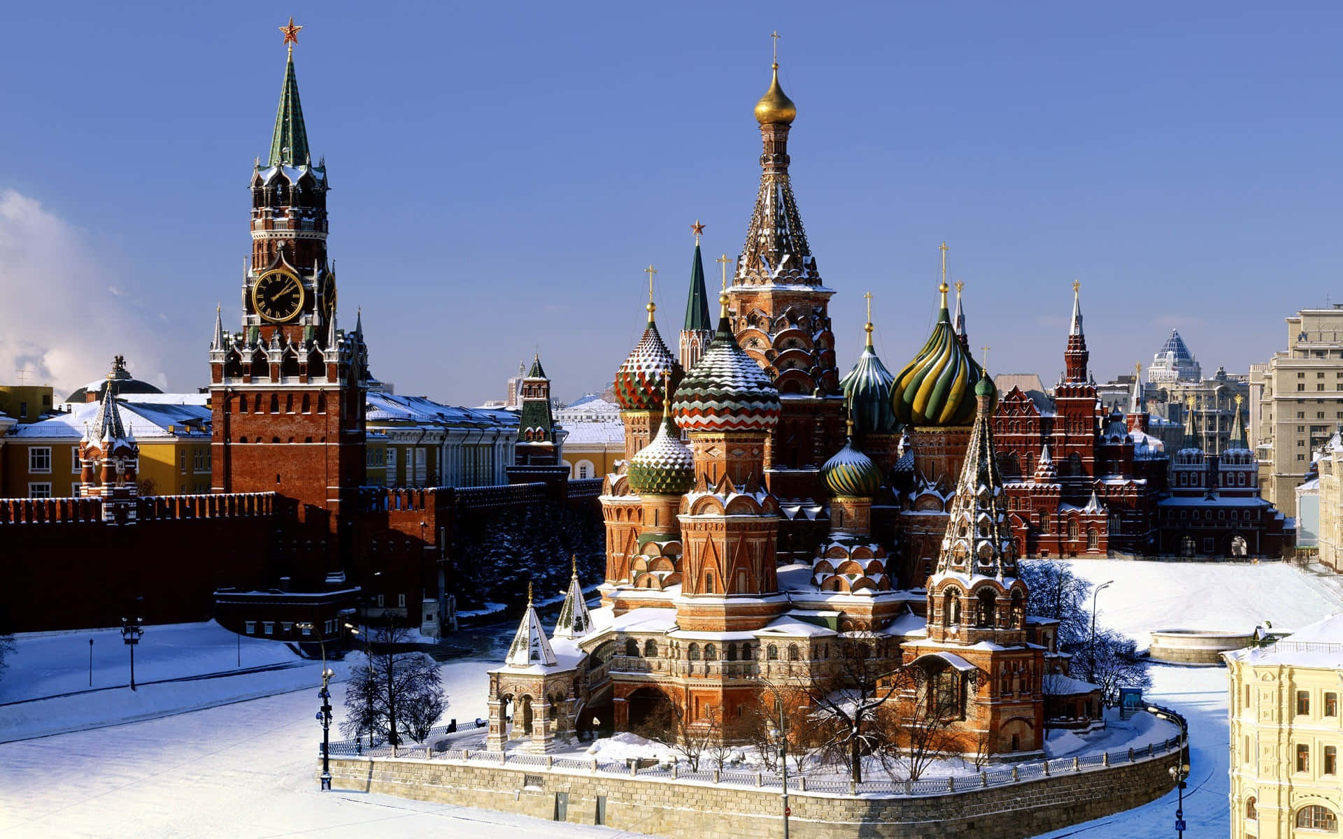 Snowy Saint Basils Cathedral Daytime Photo Background
