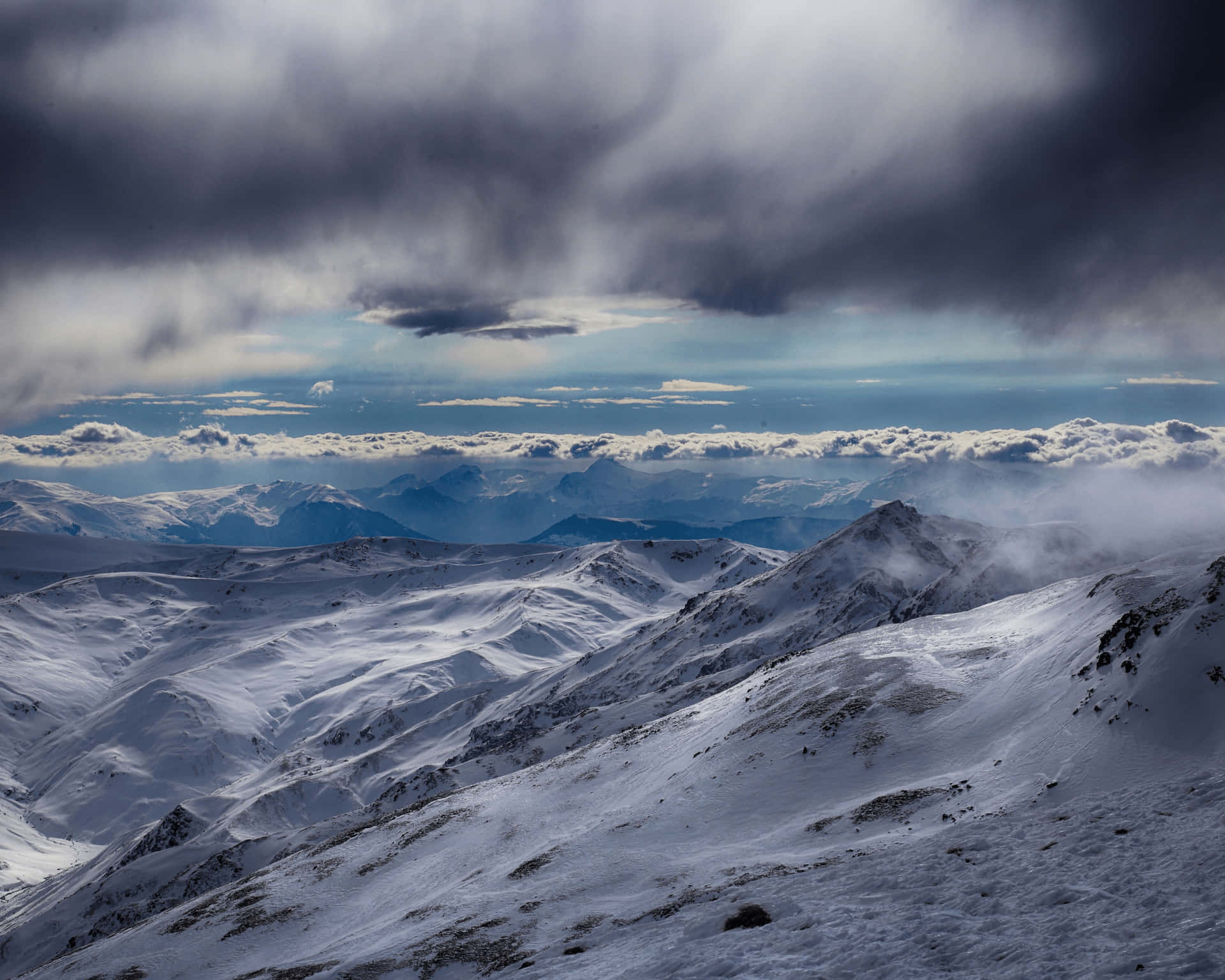 Snowy Tundra With Clouds