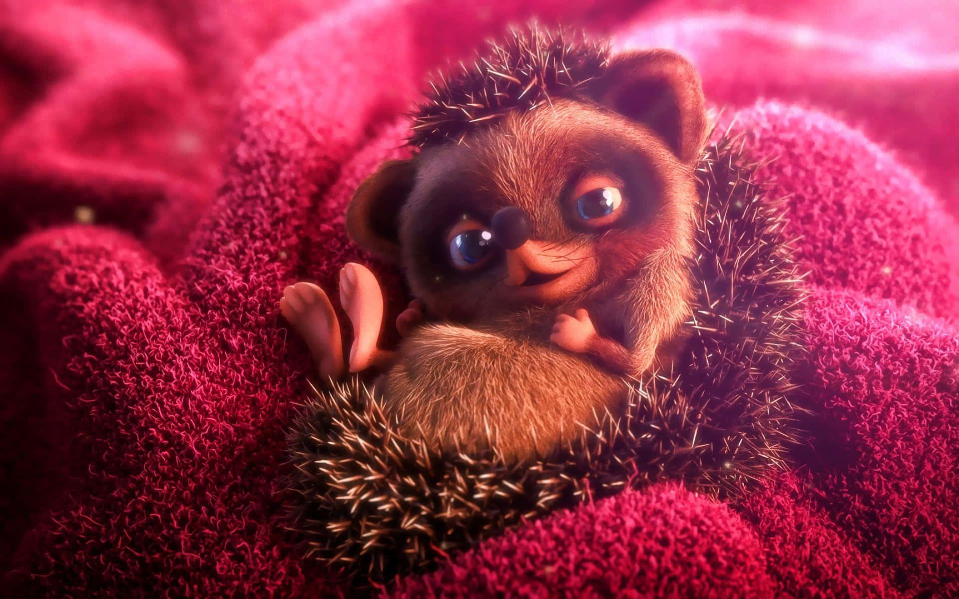 Snuggly Hedgehog Cartoon Art Background