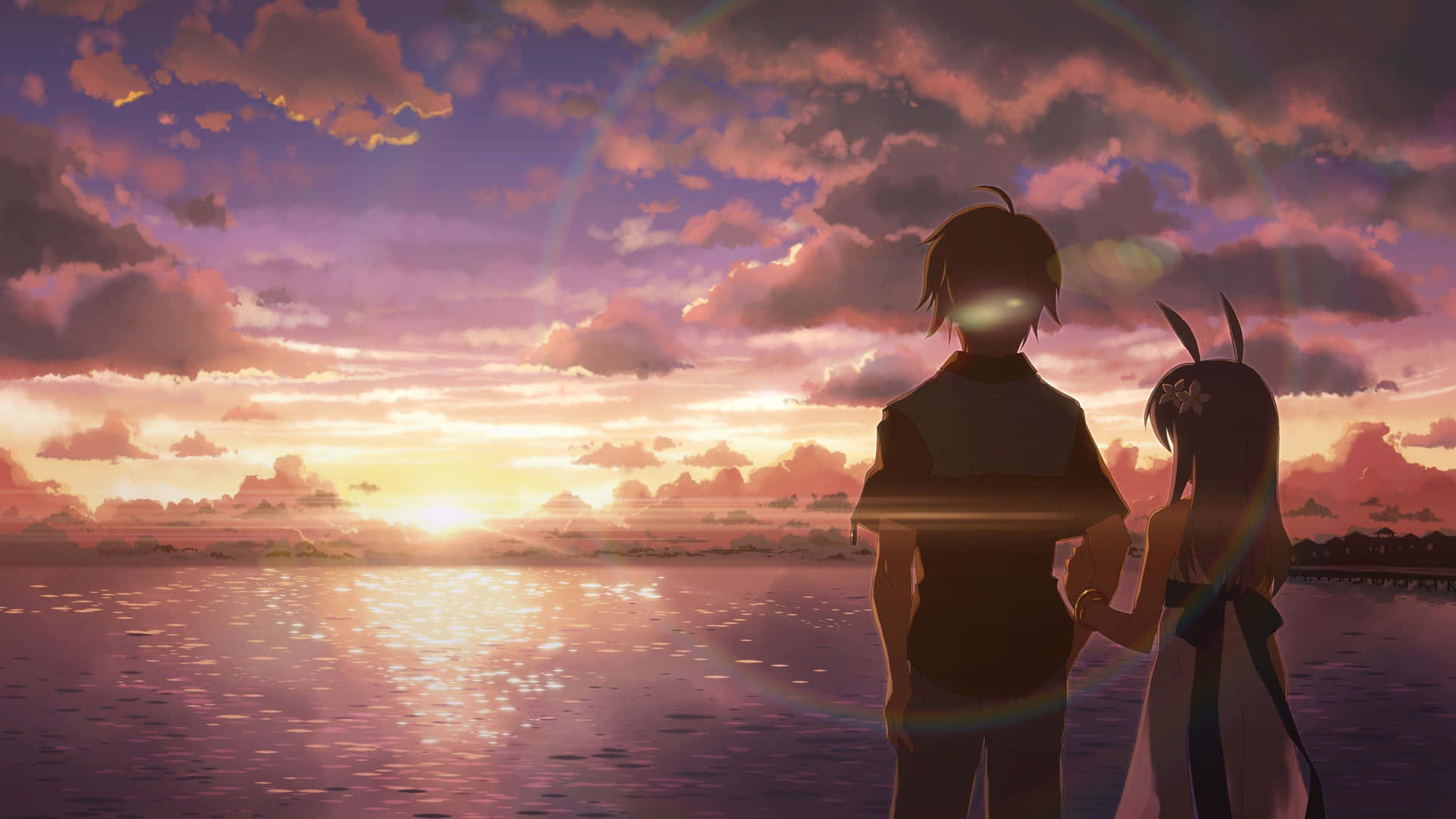 Soak In The Sun At A Peaceful Anime Beach Background