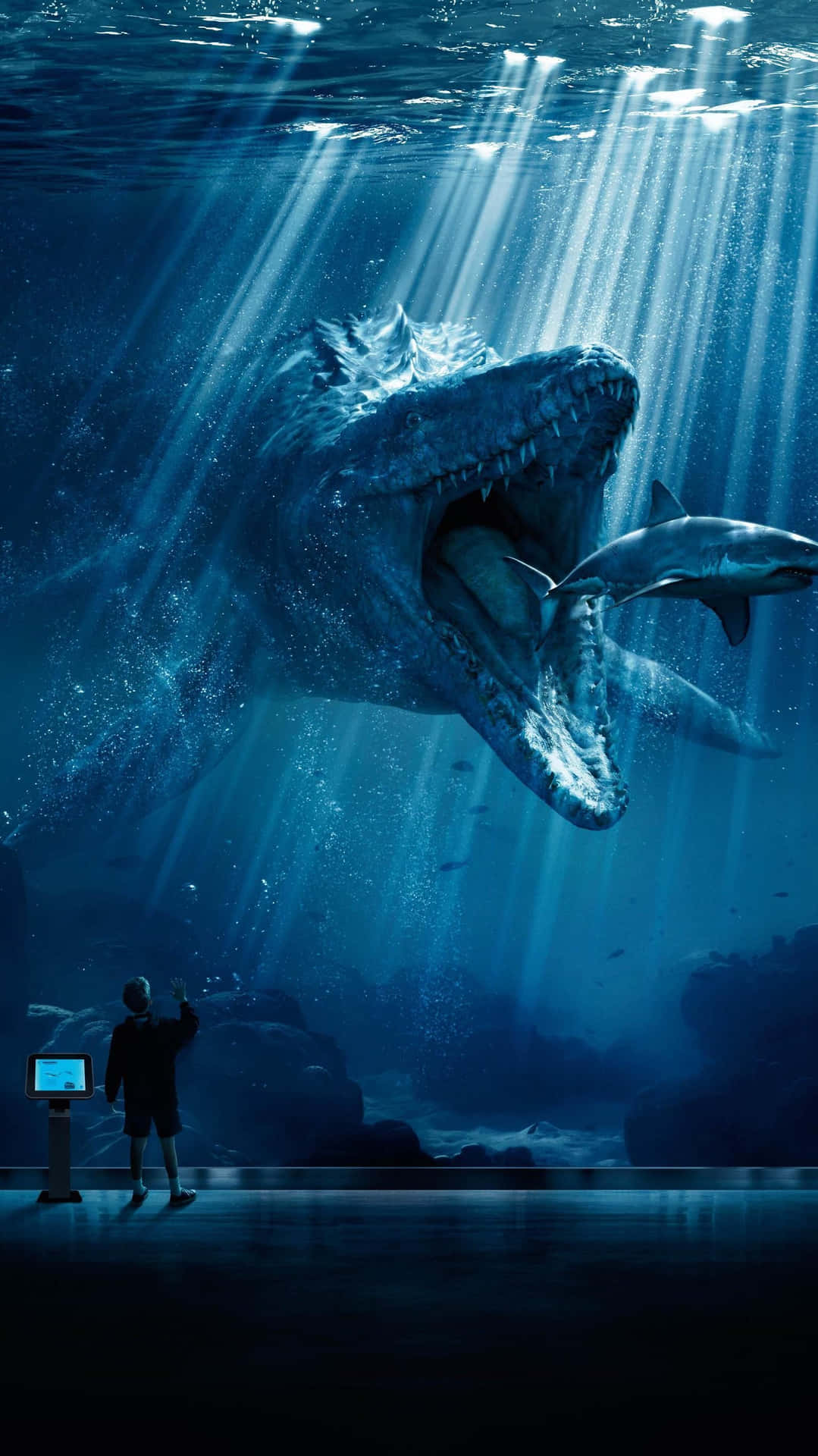 Soaring Above Jurassic World In The Deep Blue Sky Background