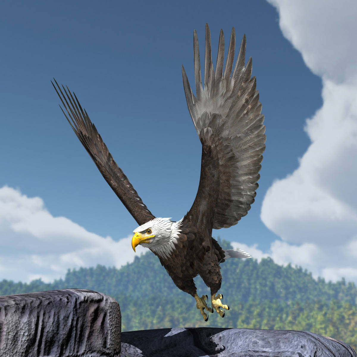 Soaring Aguila Wings Above Mountains Background