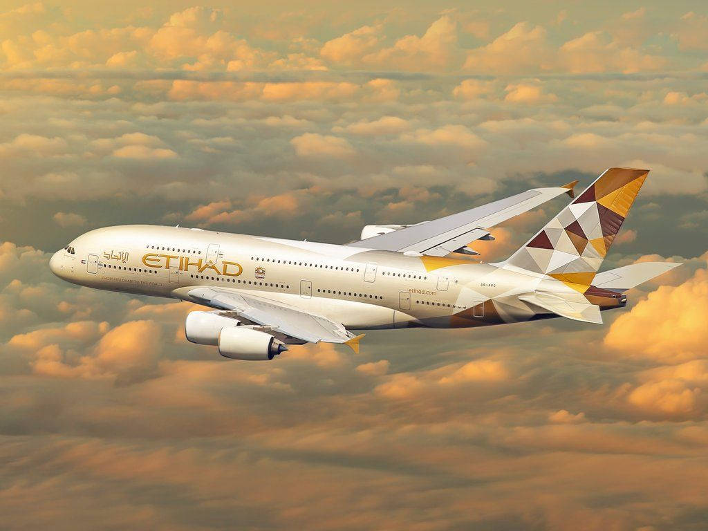 Soaring Etihad Airways Plane Background