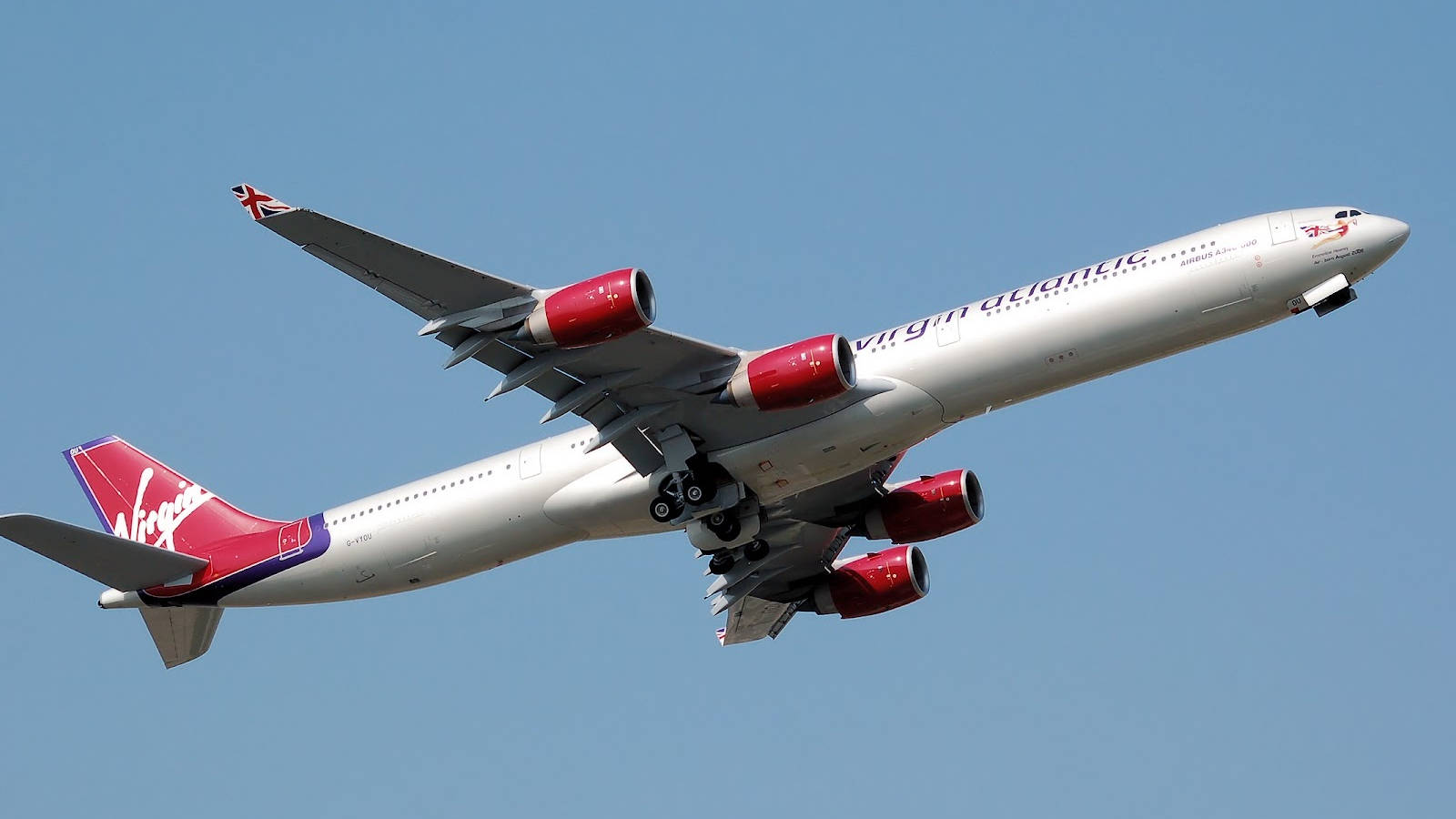 Soaring Plane Of Virgin Atlantic Aviation Background