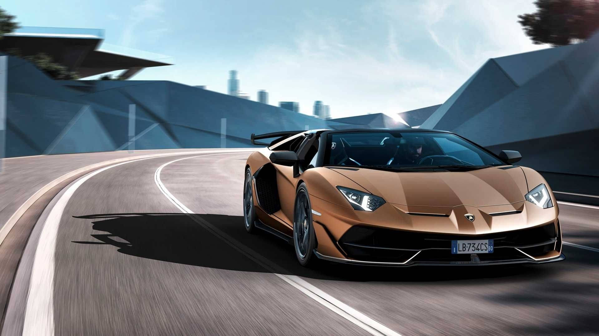 Soaring Through Streets In A Lamborghini Aventador Svj Background