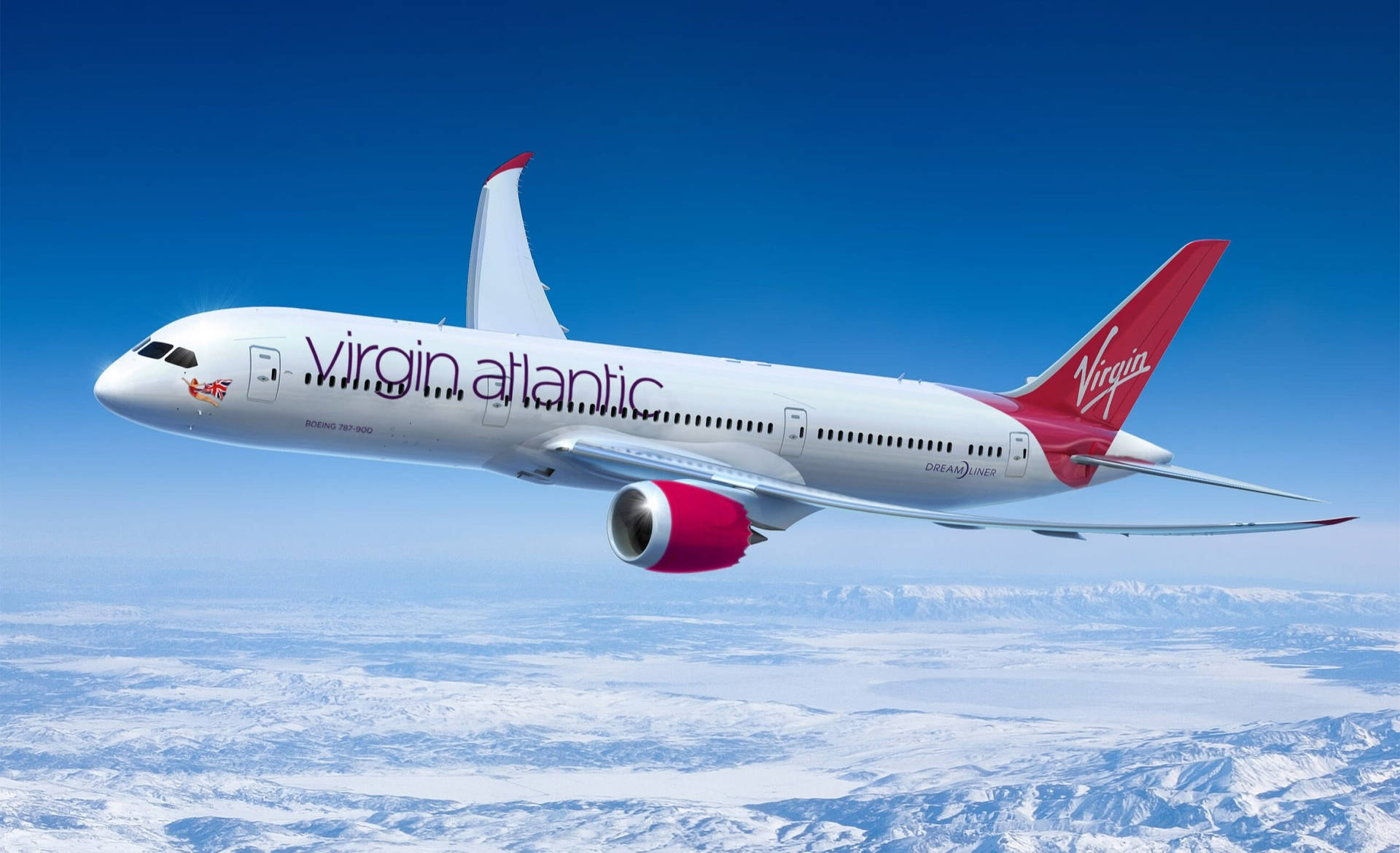 Soaring Virgin Atlantic Aviation Plane Background