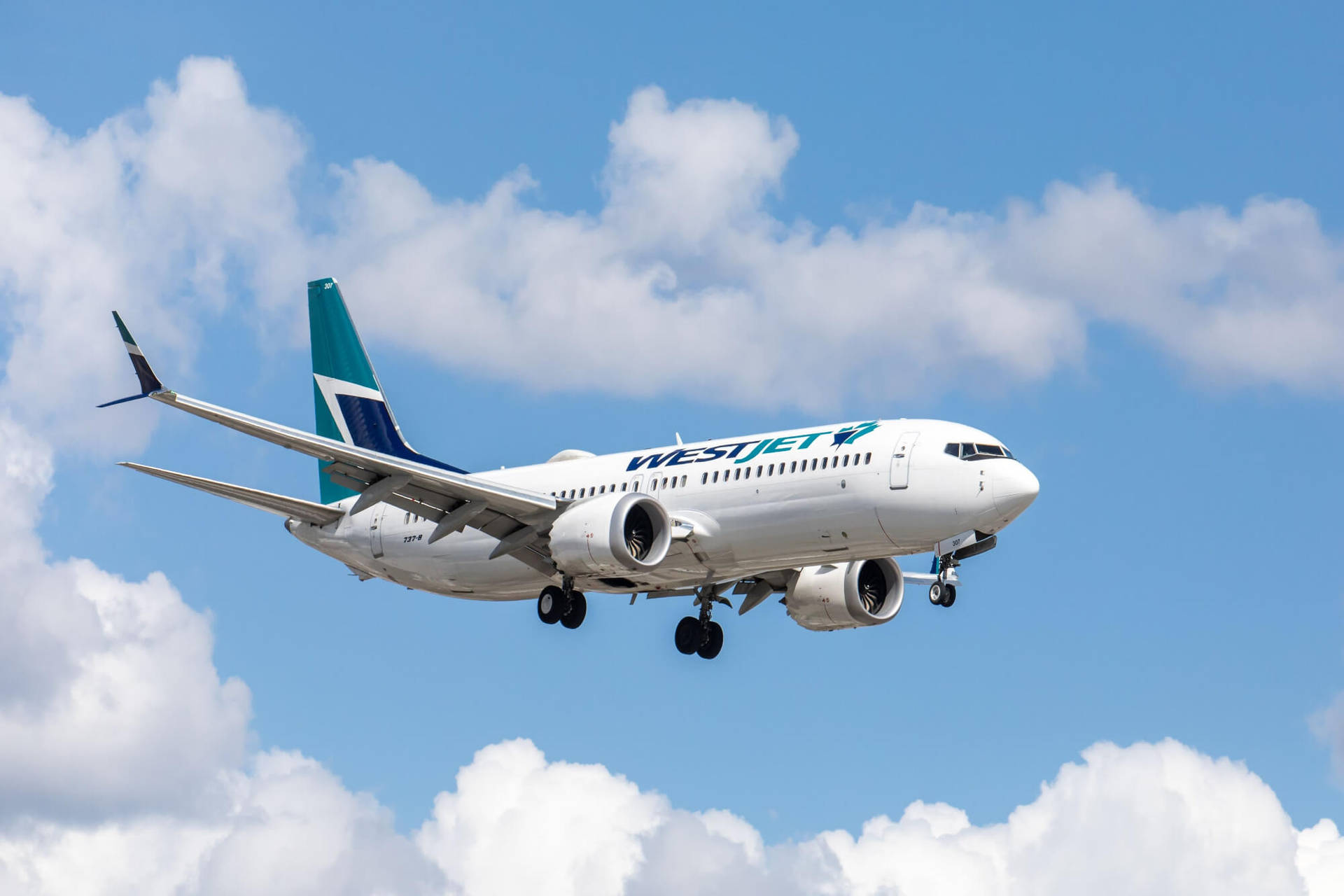 Soaring Westjet Airline Plane Background