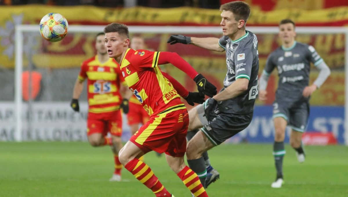 Soccer Action Duel During Match Background