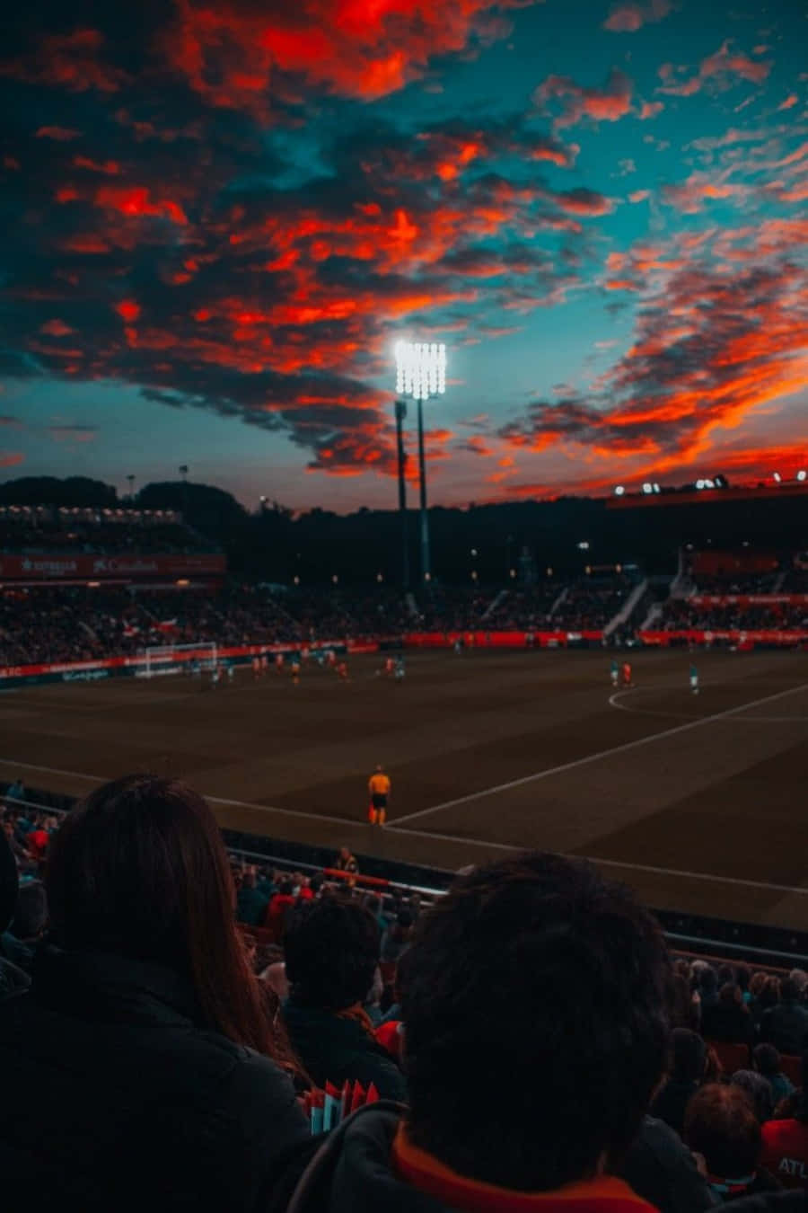 Soccer Aesthetic Field At Sunset Background