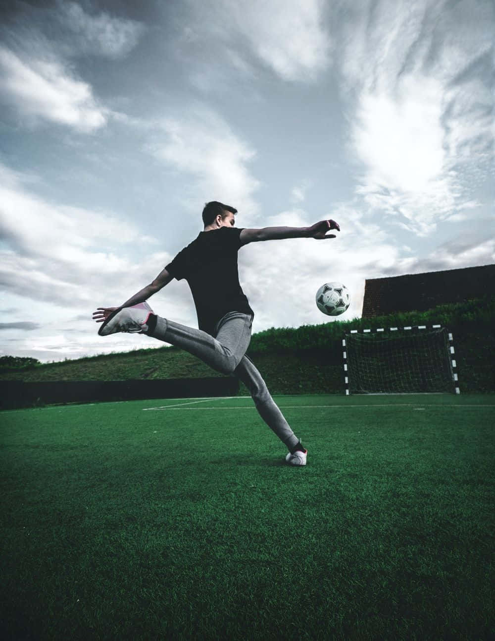 Soccer Aesthetic Kick Into Goal Background