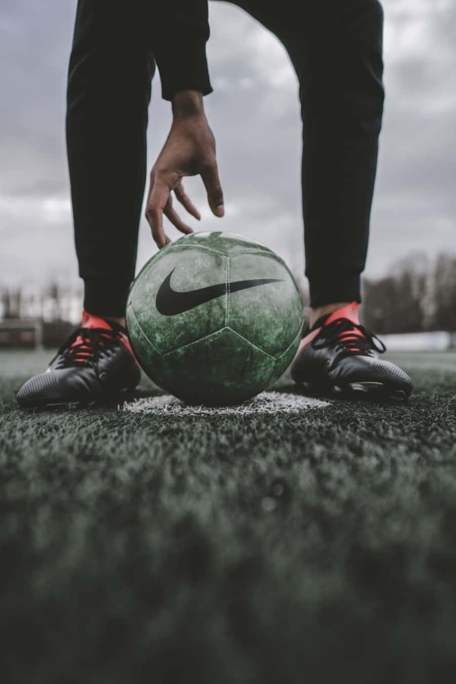Soccer Aesthetic Nike Ball Picked Up Background