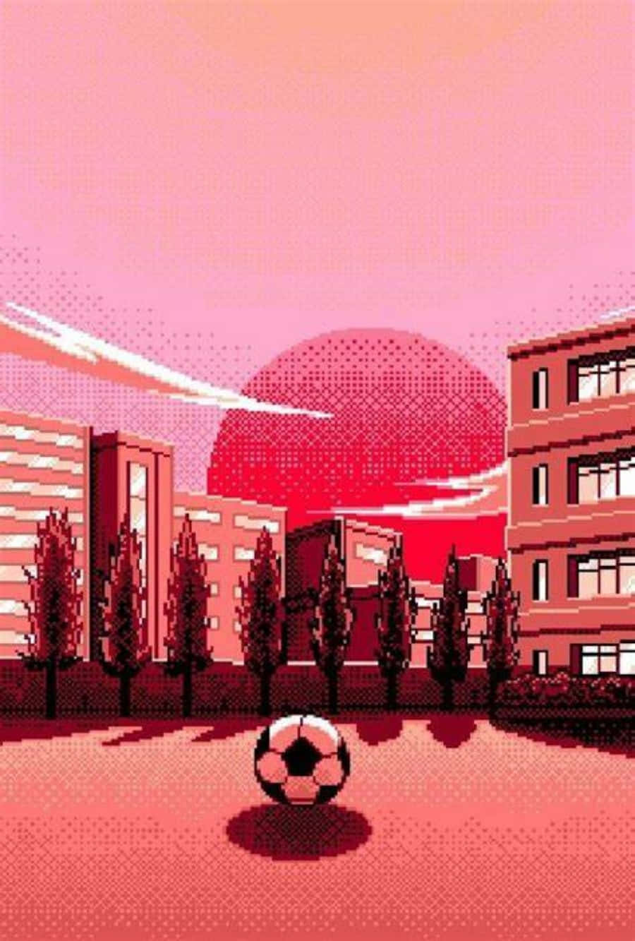 Soccer Aesthetic Pink City Background
