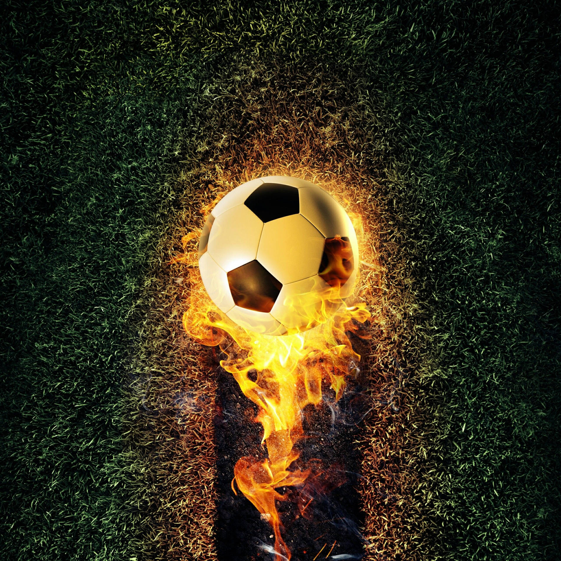 Soccer Ball On Fire Background