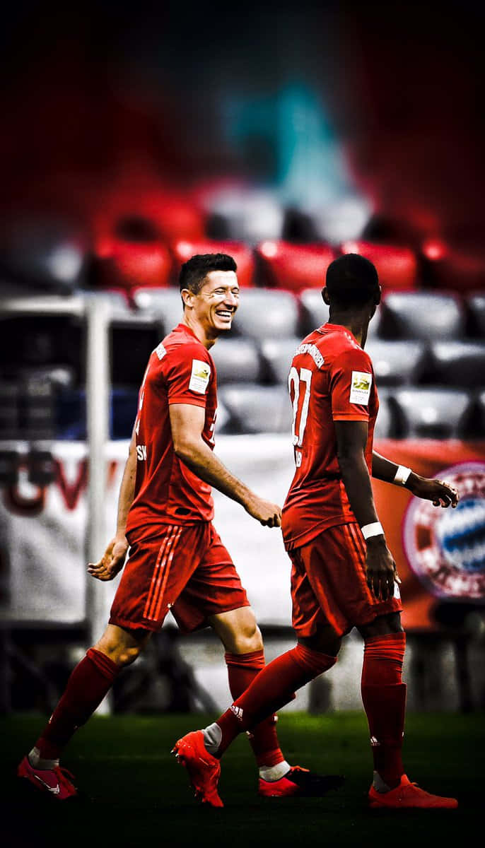 Soccer Celebration Red Uniforms Background