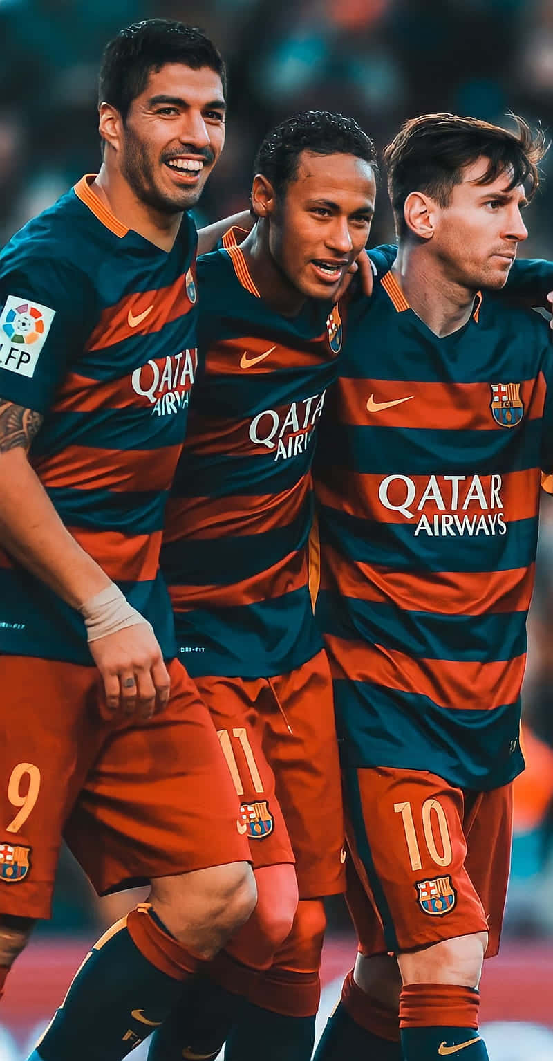 Soccer Greats Lionel Messi And Neymar Jr. Making History Background