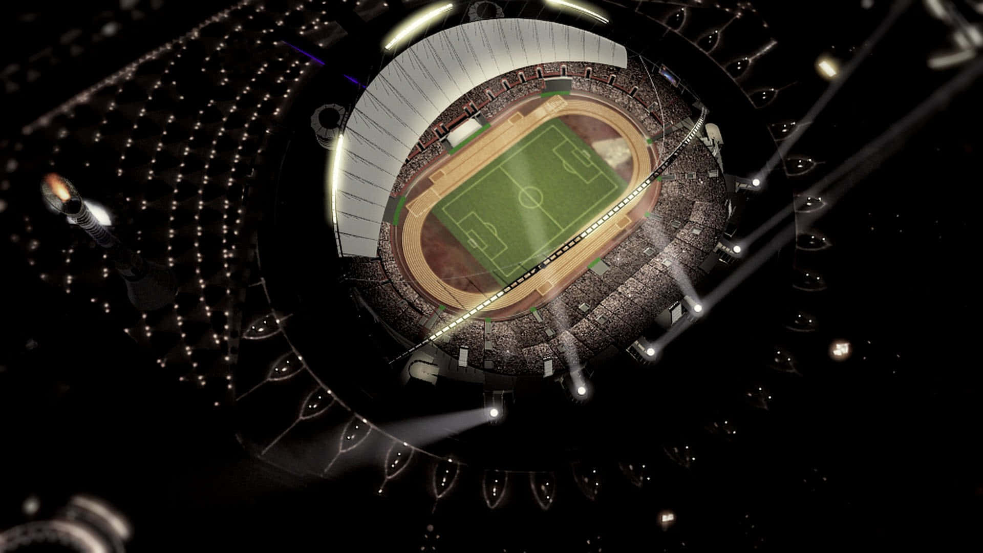 Soccer Match In A Beautiful Stadium Background