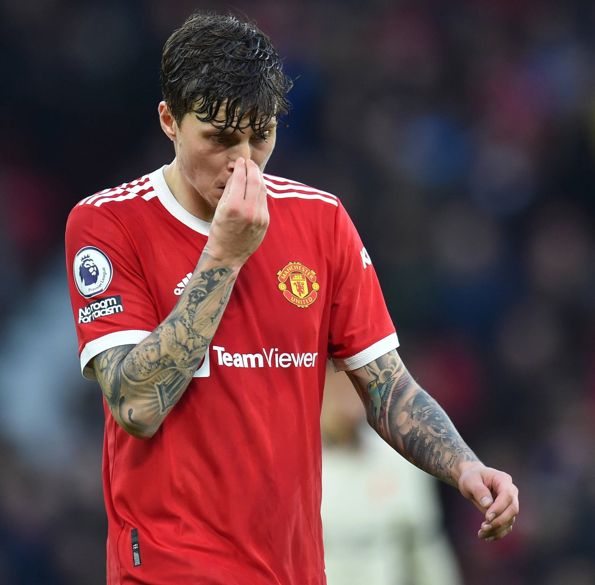 Soccer Player Disappointed Gesture Manchester United Background