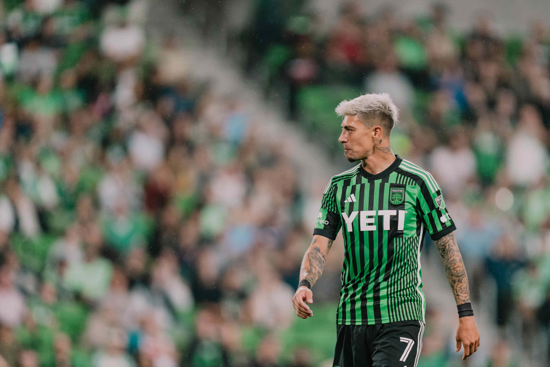 Soccer Player Green Striped Kit Background