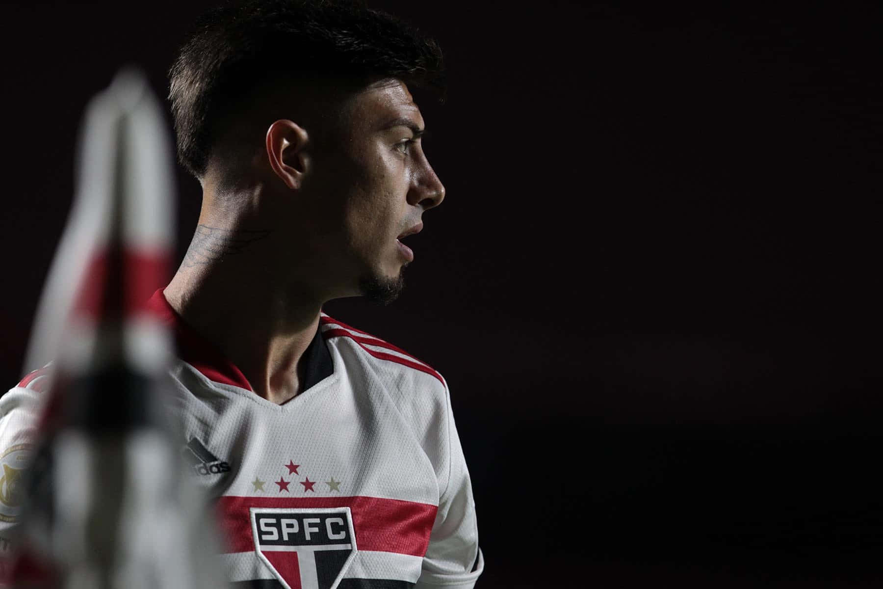 Soccer Player Profilein Shadow Background