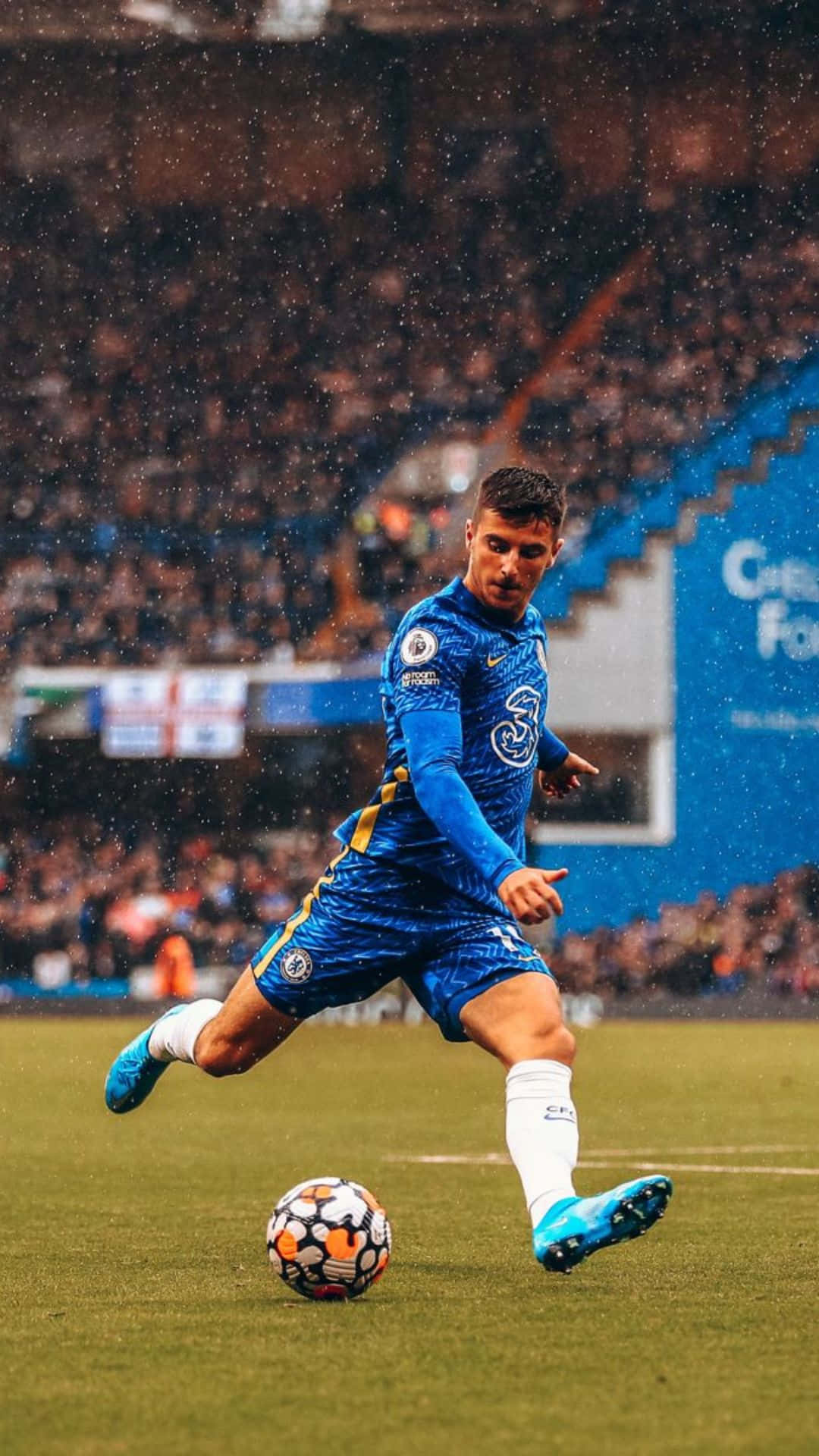 Soccer Player Rainy Match Action Background