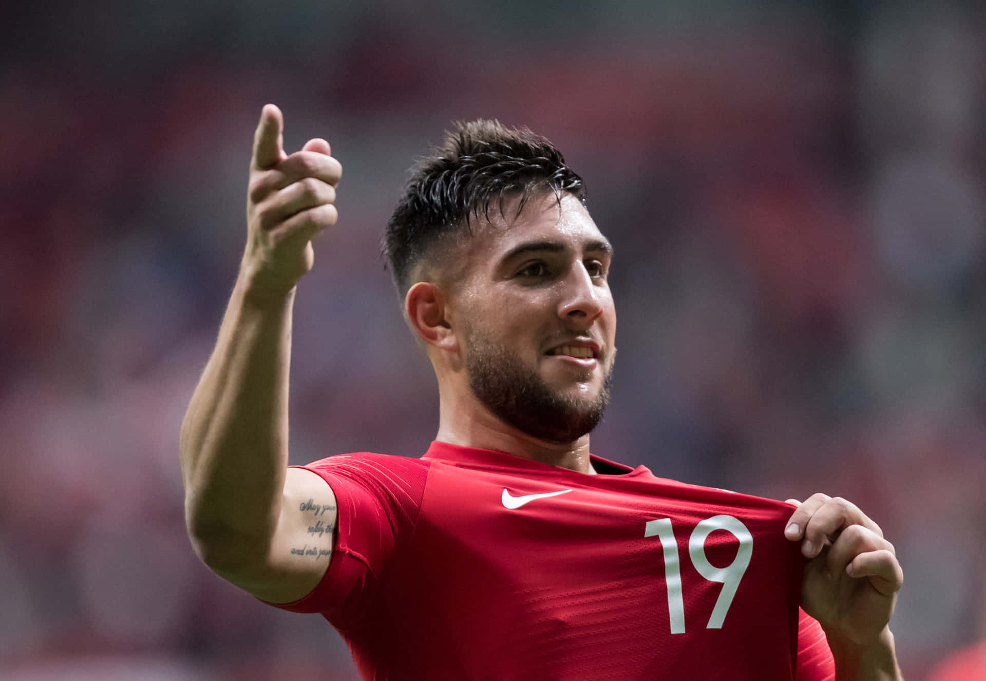 Soccer Player Thumbs Up Celebration Background