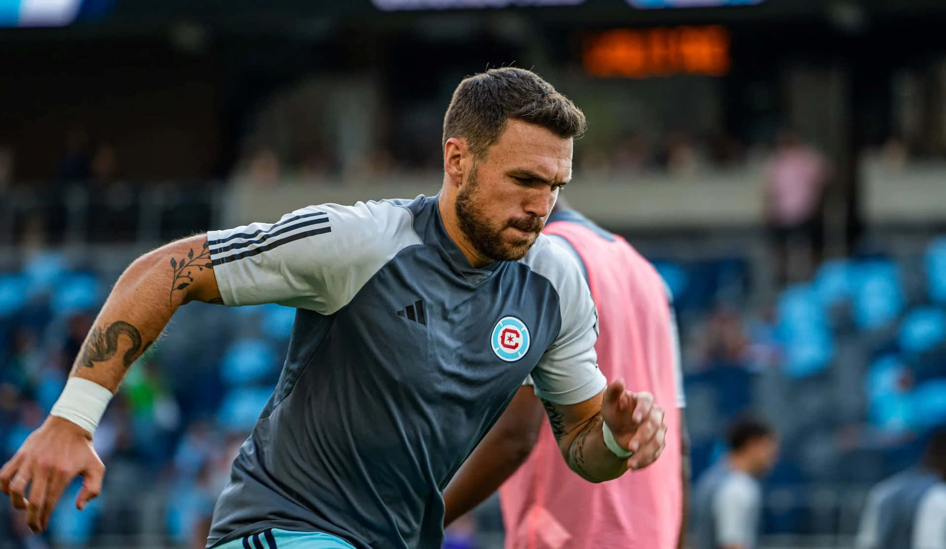 Soccer Player Warming Up Action Shot Background