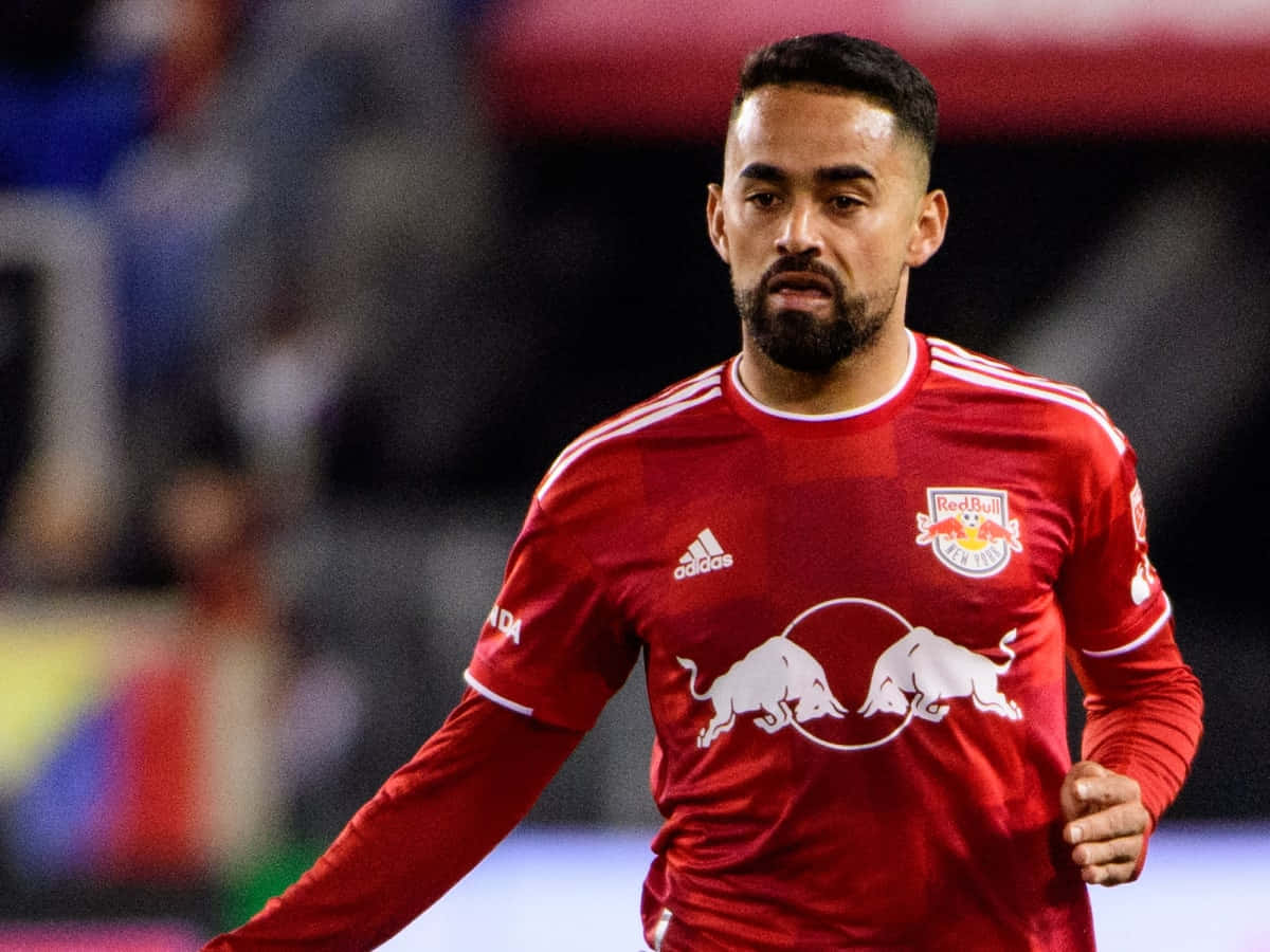 Soccer Playerin Red Jersey Background