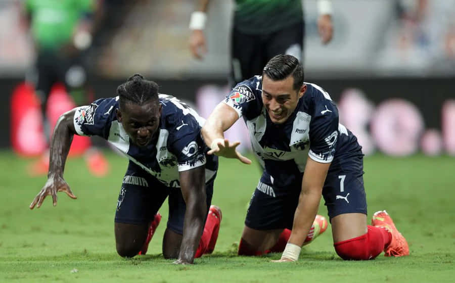 Soccer Players Celebration Fall Background