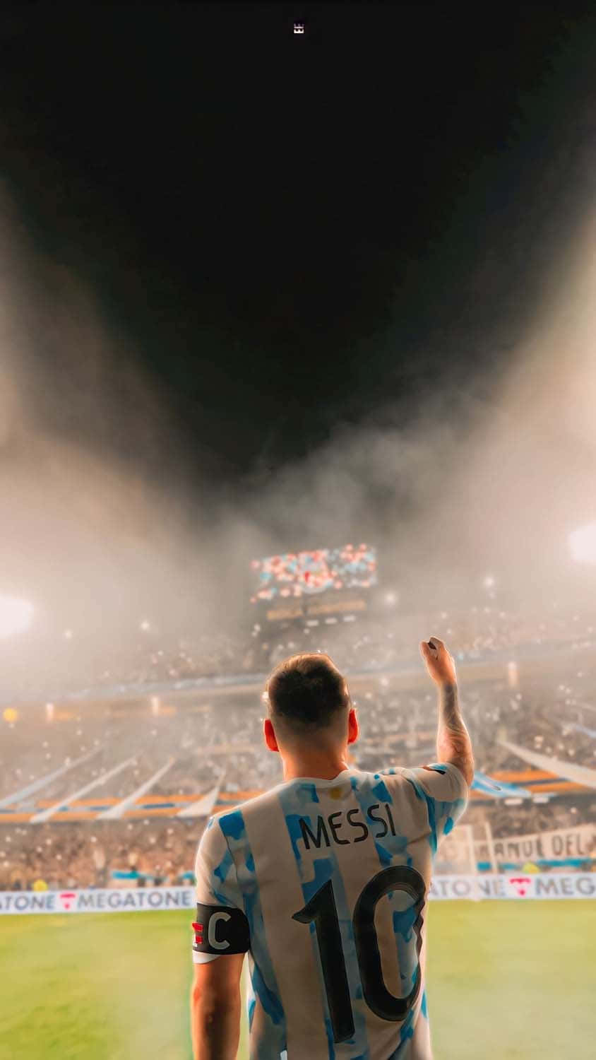 Soccer Star Celebrationat Stadium Night Background