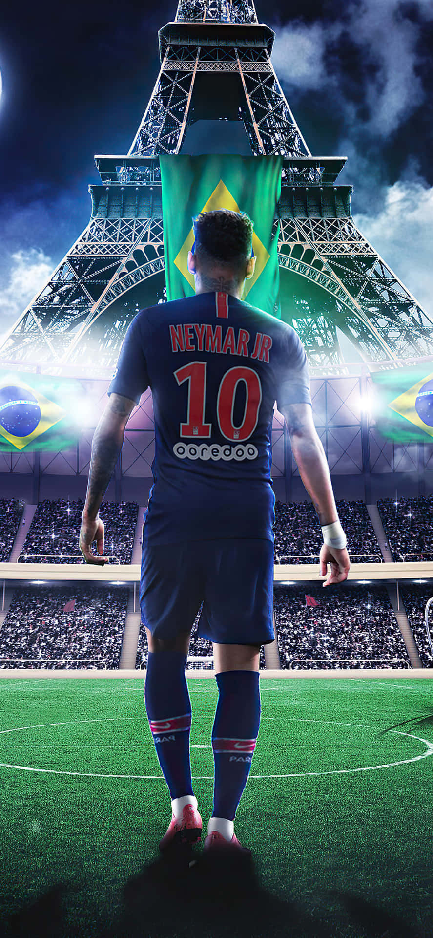 Soccer Star Eiffel Tower Illumination Background