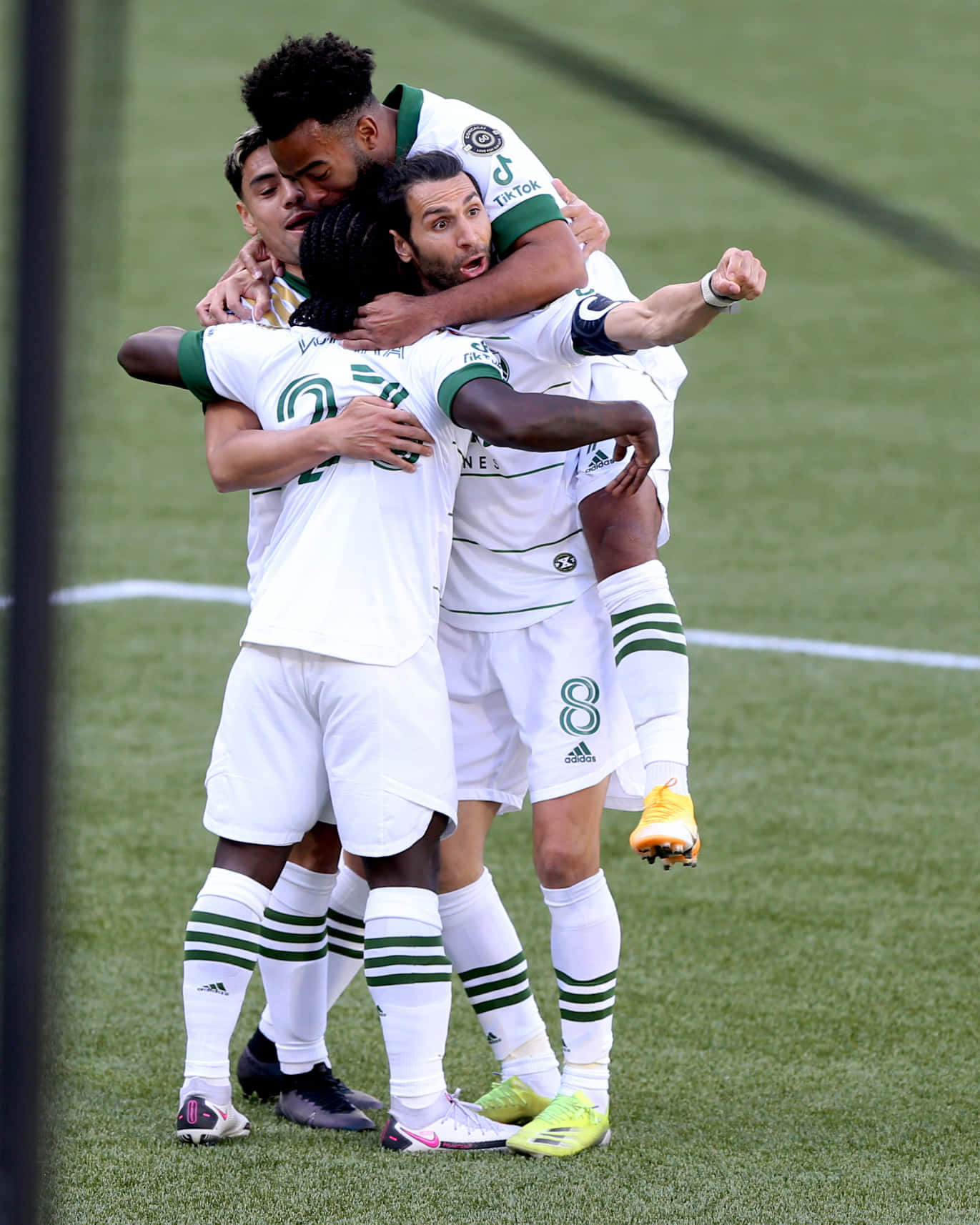Soccer Team Celebration Huddle Background