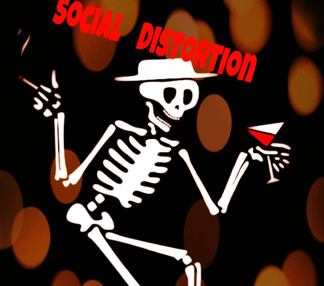 Social Distortion Skeleton With Orange Bokeh Background