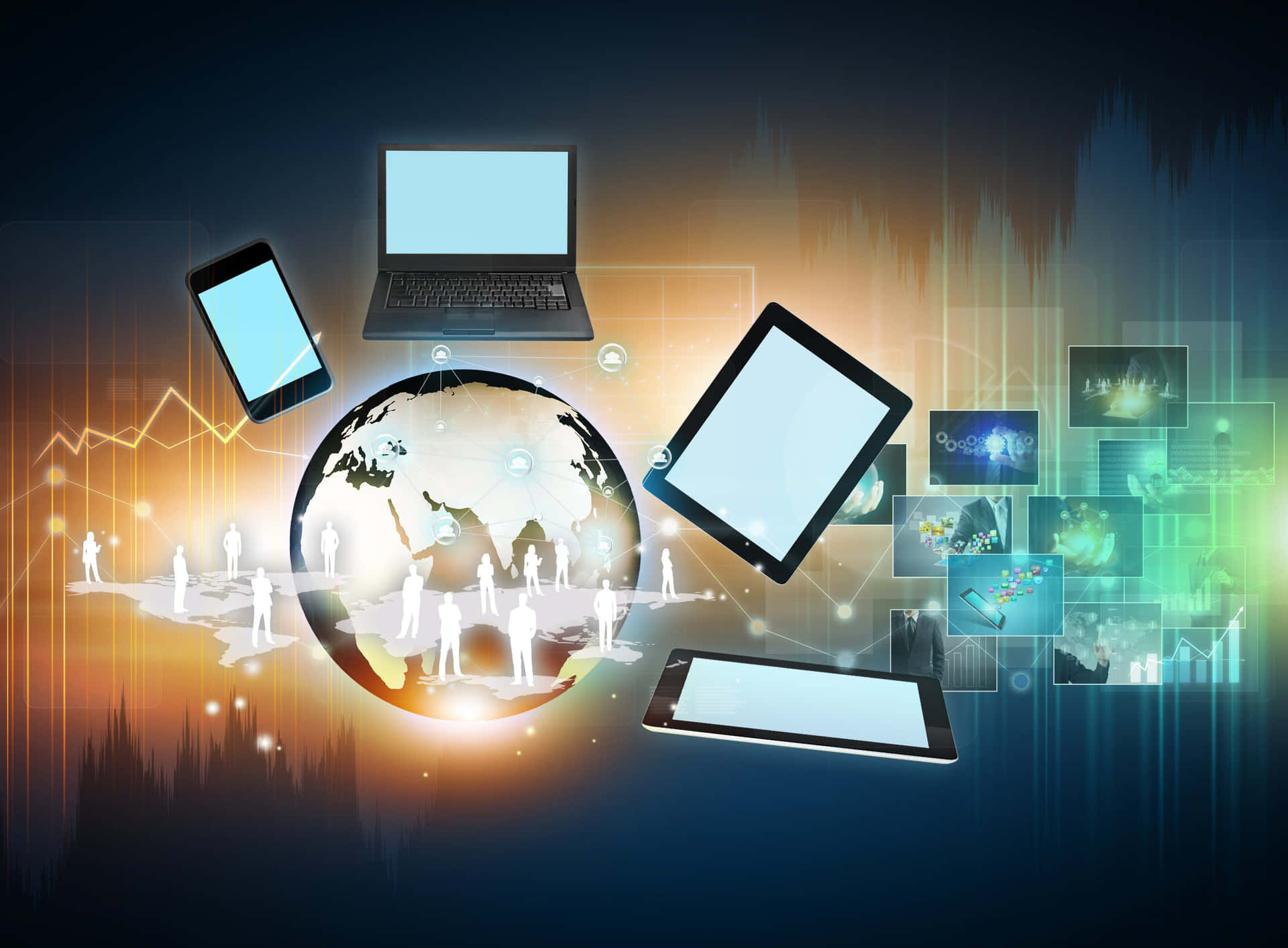 Social Media Apps And Computer Network Background