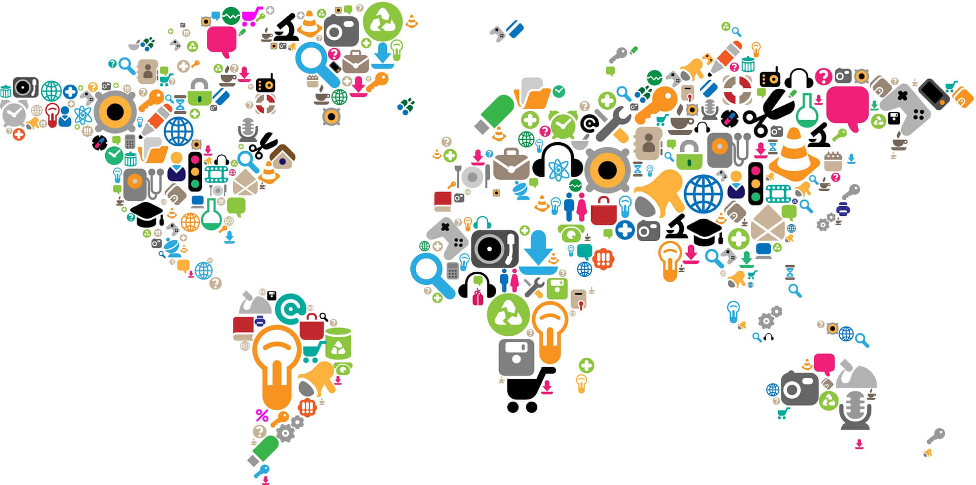 Social Media Apps Map Outlook Background