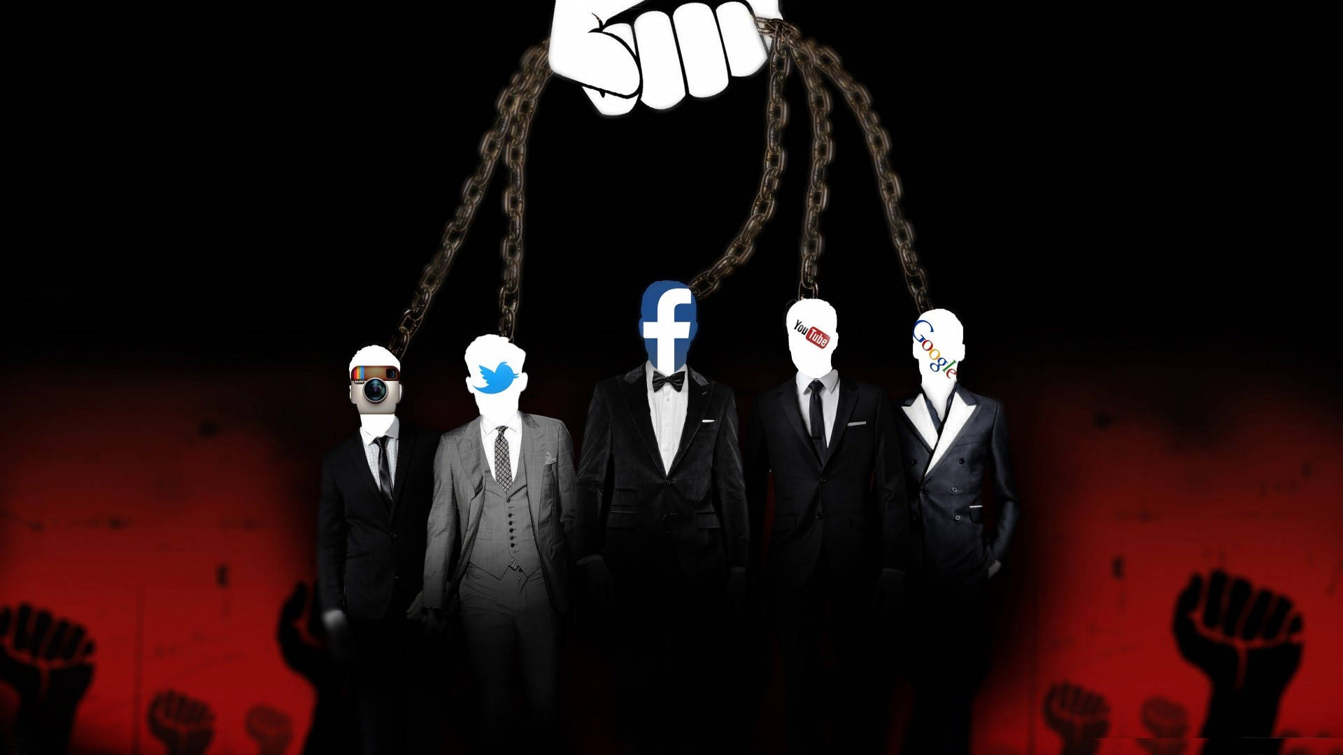 Social Media Chained Humans Background