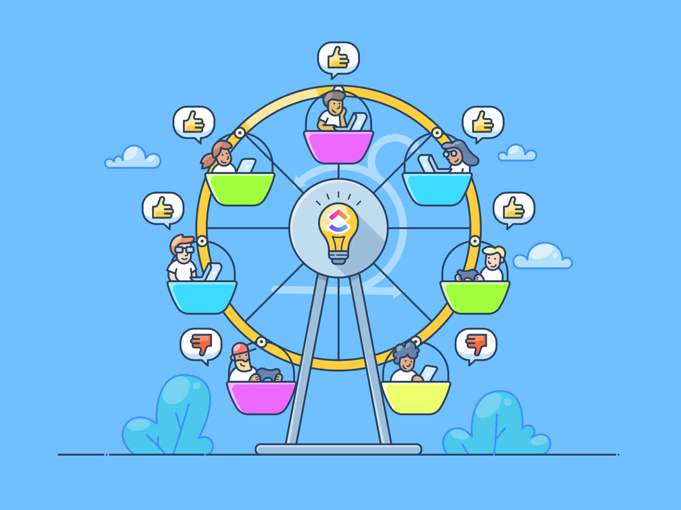 Social Media Ferris Wheel Concept Background