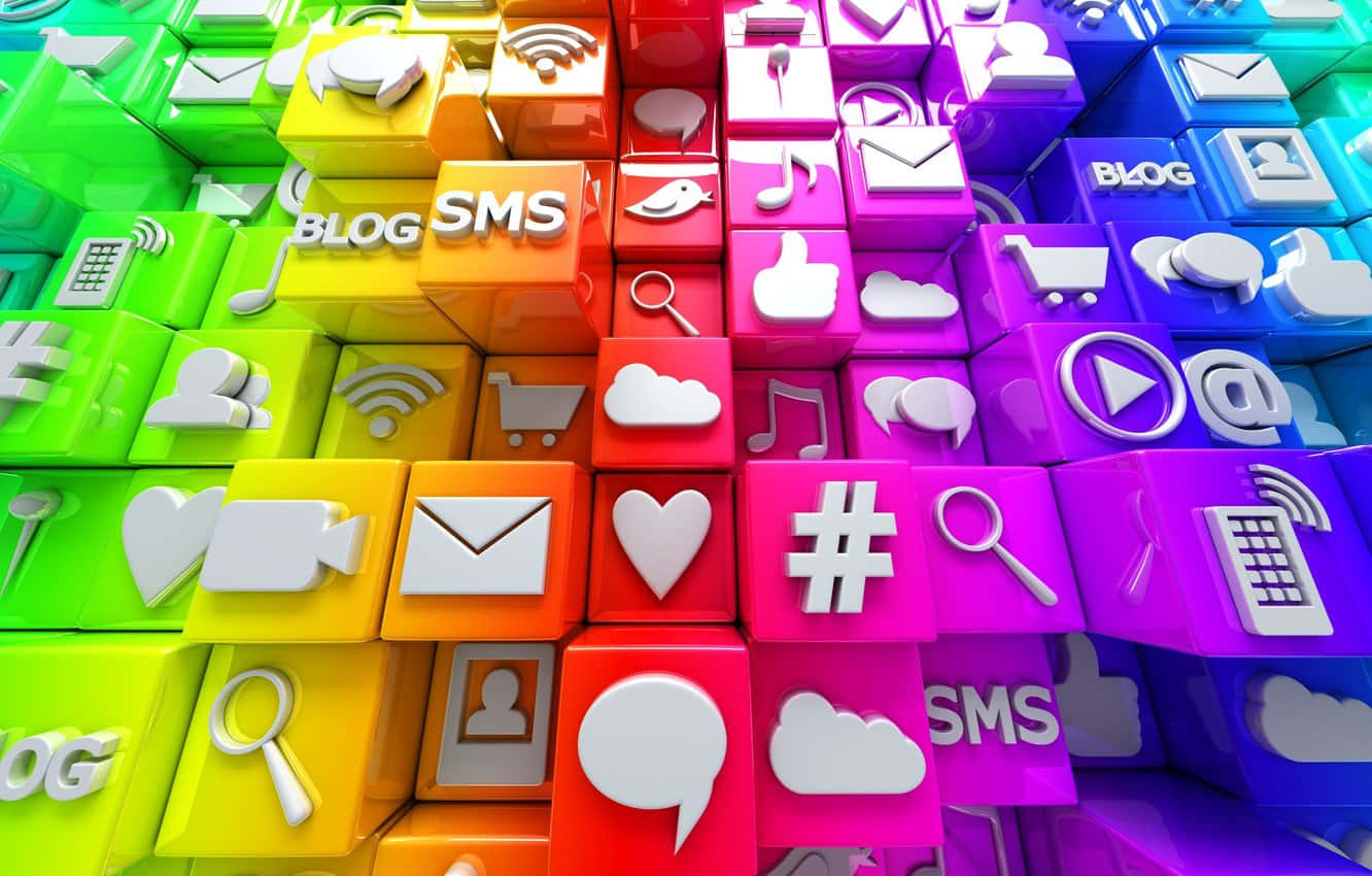 Social Media Icons Colorful Cubes