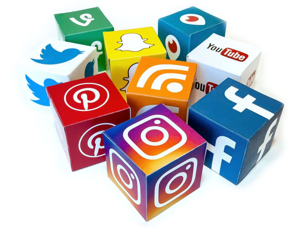 Social Media Icons Cubes Background