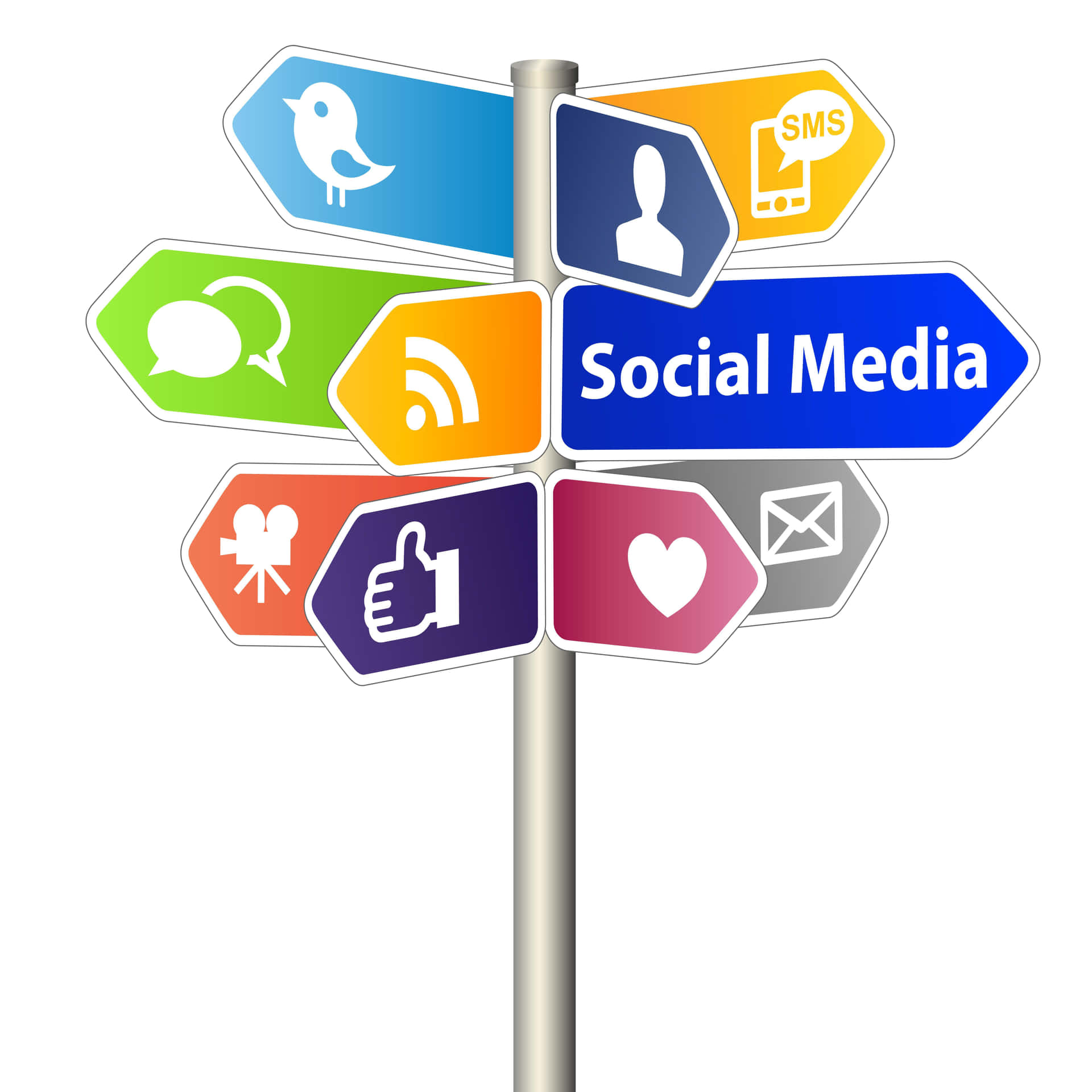 Social Media Icons Directional Signage Background