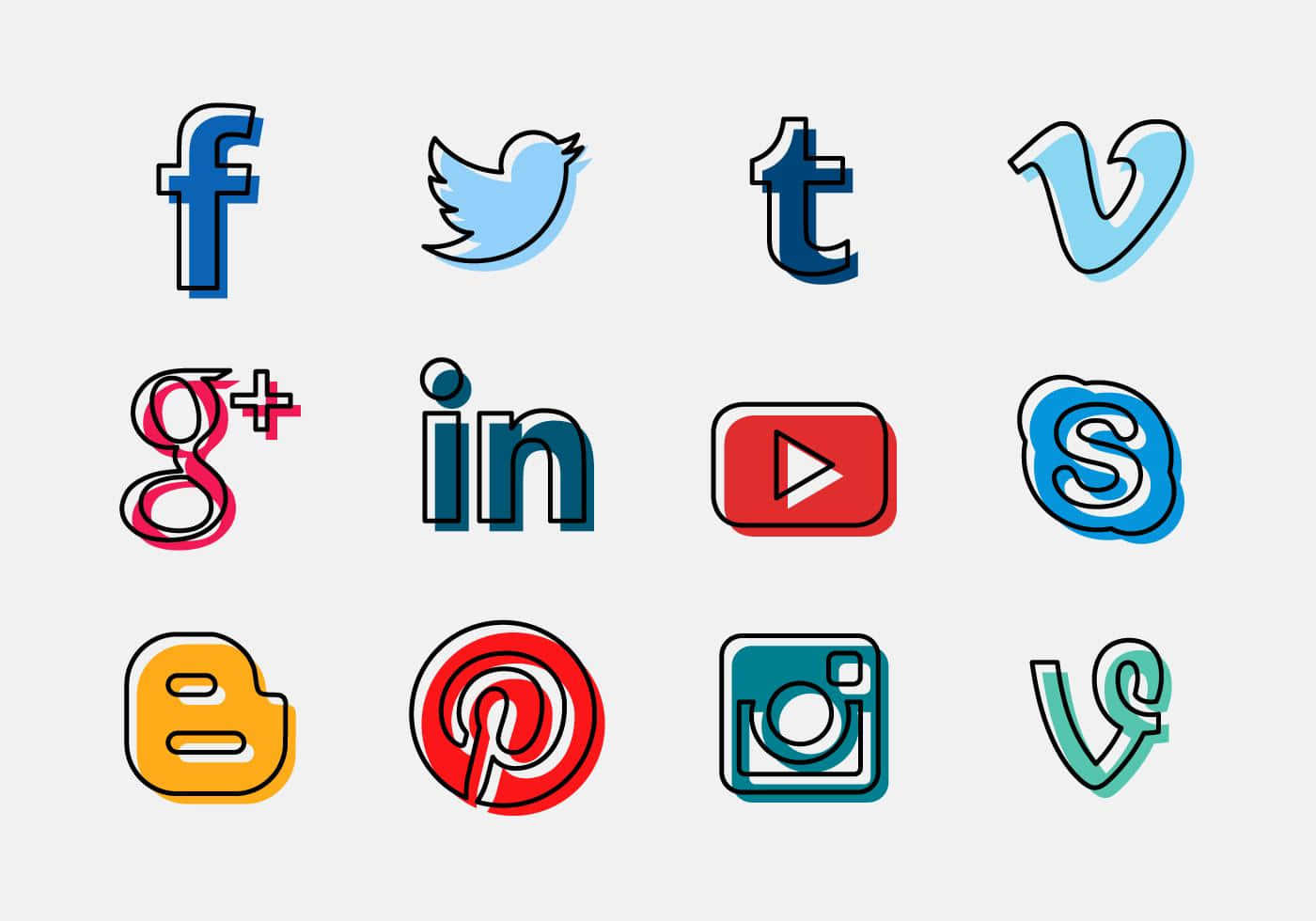 Social Media Icons Drawing Background