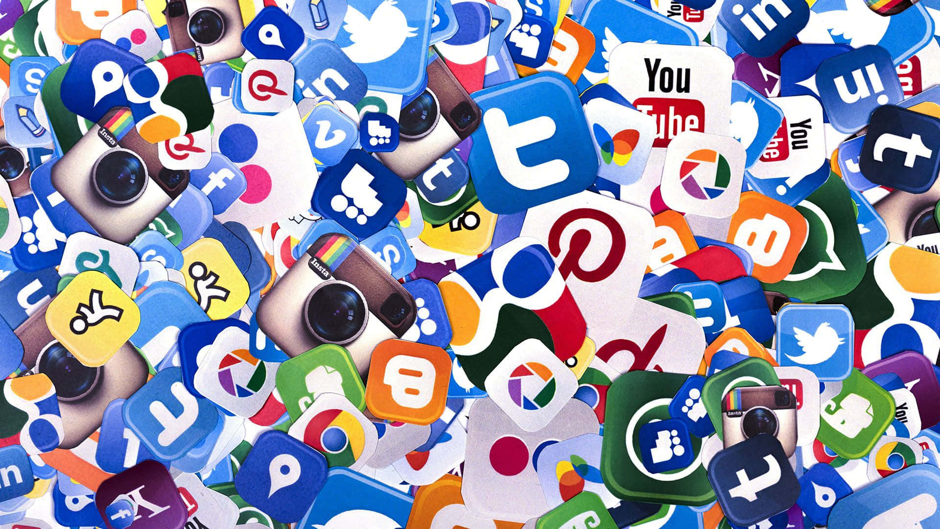 Social Media Icons In A Large Group Background