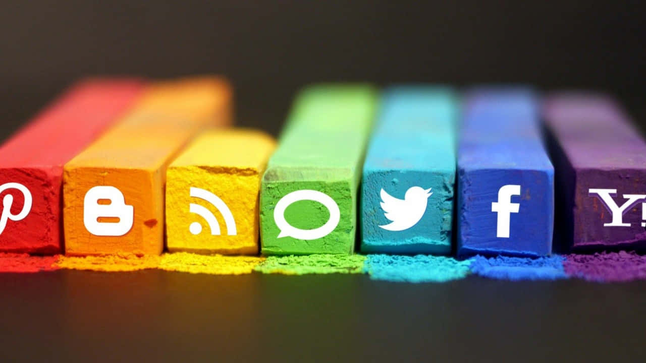 Social Media Icons On A Black Background Background
