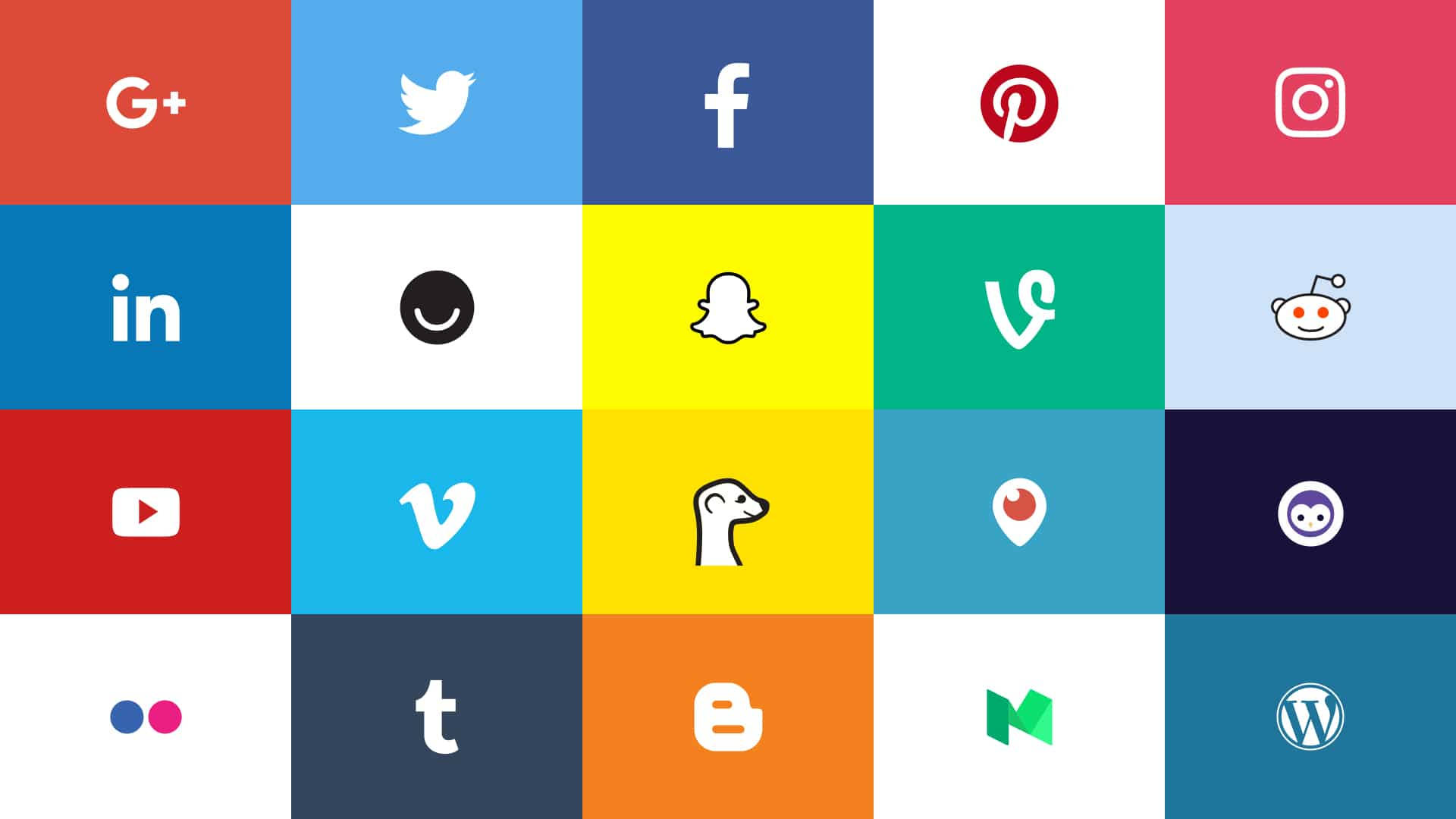 Social Media Icons On Colourful Tiles Background