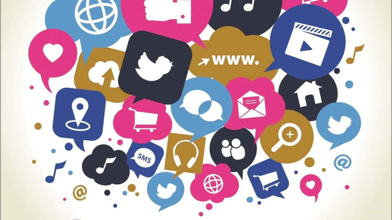 Social Media Icons Speech Bubbles Background