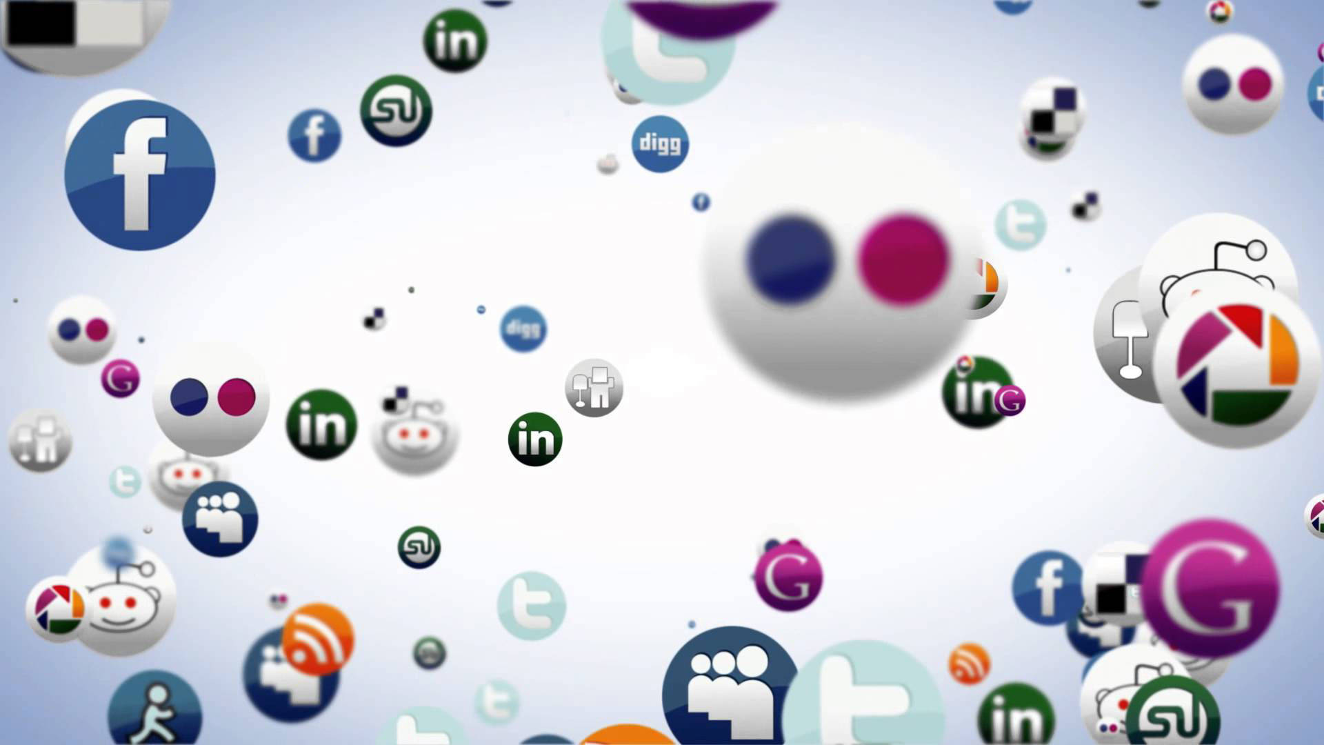 Social Media Inside White Bubbles Background